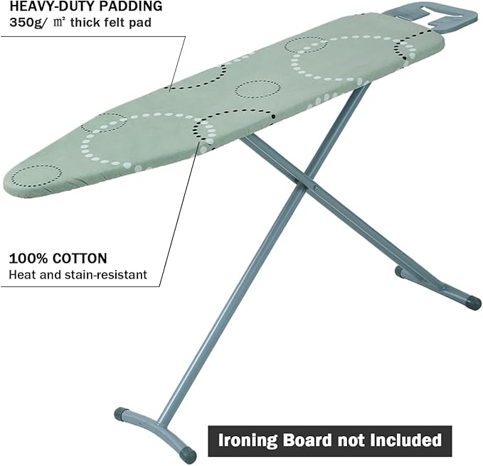 Ironing Board Cover and Pad Standard Size 15" x 54", 3 Pairs of Hook and Loop - Image 3