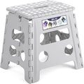 Delxo Folding Step Stool, 13 inch Non-Slip Foldable Stools for Kids & Adults Up to 300 LBS, Step Stool with Handle, Lightweight for Kitchen, Bathroom, Bedroom, Garden, Grey, 1PC by Delxo