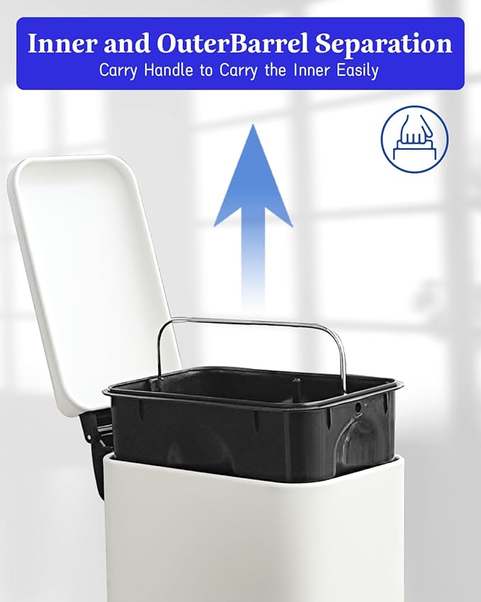 JM.YIPENG Bathroom Rubbish Bin, 5 Litre Cosmetic Bin, Small Waste Bin - Image 6