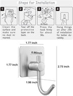 Self Adhesive Towel Hooks, Waterproof Rustproof Stainless Steel Sticky Wall - Image 7
