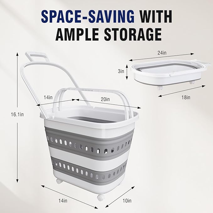TECHMILLY Collapsible Plastic Laundry Basket Hamper - Image 4