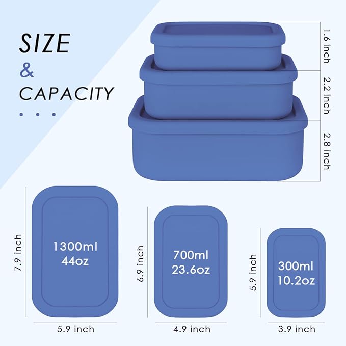 Silicone Food Storage Containers, Hard-Shell Silicone, Dishwasher and Freezer - Image 3