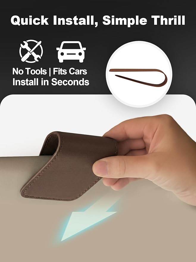 Patented Leather Car Air Freshener Visor Clip, Compatible - Image 3