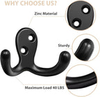34 Pack Coat Hooks, Heavy Duty Double Prong Coat Hooks Wall Mounted - Image 4