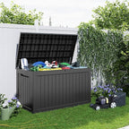 ROJIK Outdoor Storage Housing Deck Box,Waterproof Patio Furniture, Garden Tools,Cushions,Pool Accessories Storage Bench with Lockable Lid and Side Handles (Black,280 Gal) - Image 7