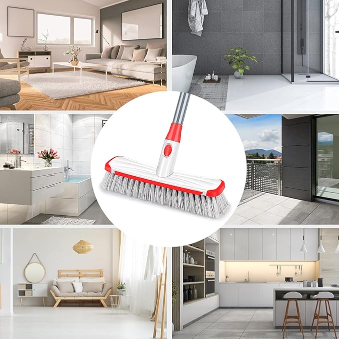 Floor Scrubber with Long Handle, 2 in 1 Scrubbing Brush Stiff Bristle Shower - Image 7