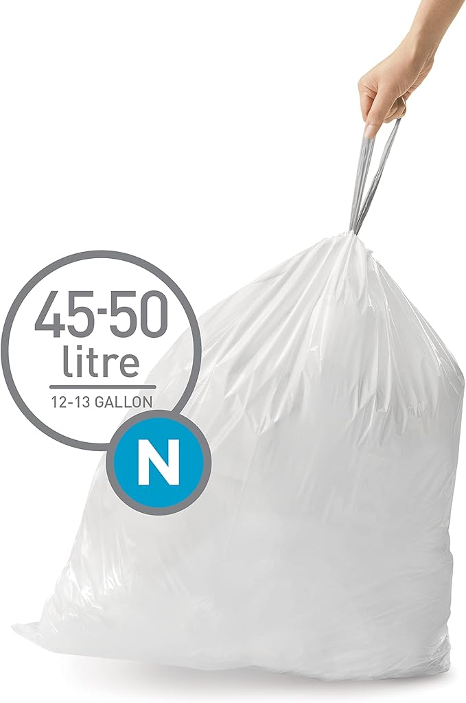 simplehuman Code N 100 Count, Dispenser Pack Custom Fit Liners, Drawstring - Image 2