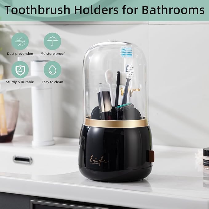 Toothbrush Holders for Bathrooms, Rotating 7 Slots Electric Toothbrush Holders - Image 4