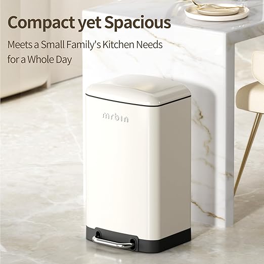 MRBIN Bathroom Trash Can with Lid, Metal Step Kitchen Waste Basket Touchless - Image 3