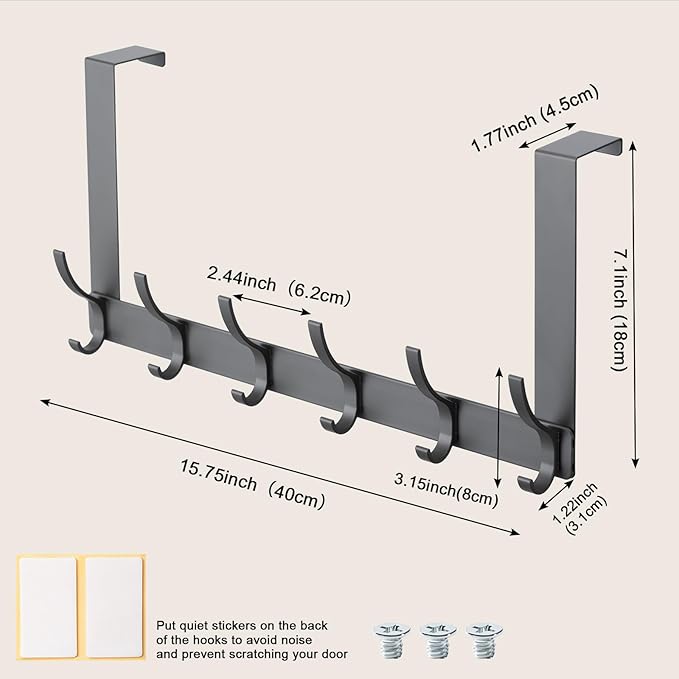 BOOMIBOO Over The Door Hooks, Sturdy Door Hanger, Towel Rack Towel Hooks - Image 4
