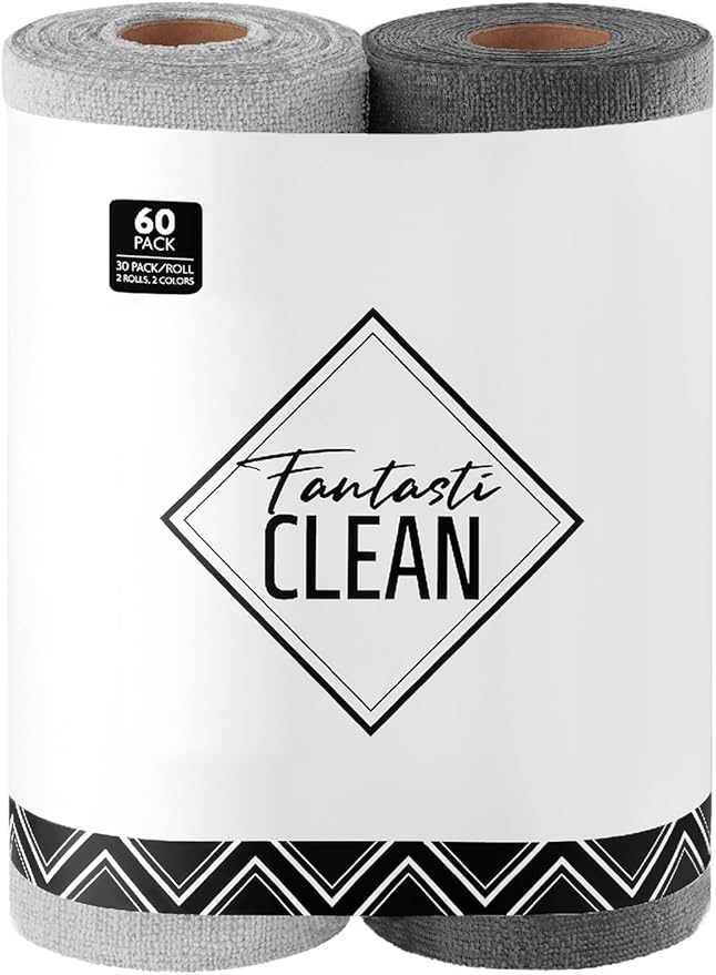 Fantasticlean Microfiber Cleaning Cloth Roll -60 Pack, Tear Away Microfiber by Fantasticlean