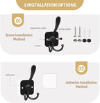 VIS'V Coat Hooks Wall Mount, Metal Self Adhesive 3 Prong Coat Hanger Hooks - Image 3