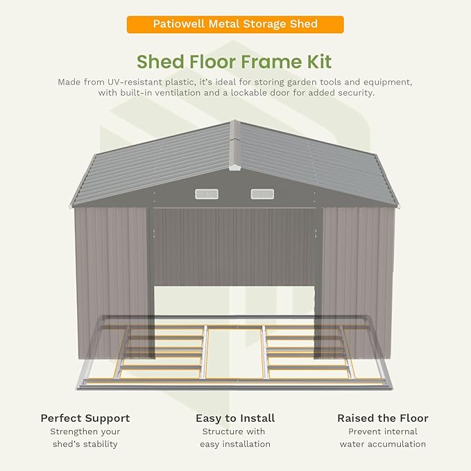 Patiowell 10 x 12 FT Metal Storage Shed for Outdoor with Floor Frame, Steel Yard Shed with Design of Lockable Doors, Utility and Tool Storage for Garden, Backyard, Patio, Outside use,Brown - Image 2