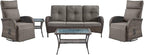5 Piece Patio Furniture Set with Swivel Recliner Chair - Removable Outdoor Patio Couch Set, Chaise Lounge Chair Outdoor with Adjustable Backrest and Footrest and Coffee Table for Casual Gathering by Belord