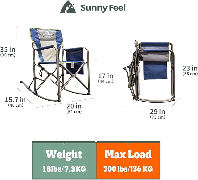 SUNNYFEEL Camping Directors Chair, Heavy Duty,Oversized Portable Folding Chair with Side Table, Pocket for Beach, Fishing,Trip,Picnic,Lawn,Concert Outdoor Foldable Camp Chairs - Image 3