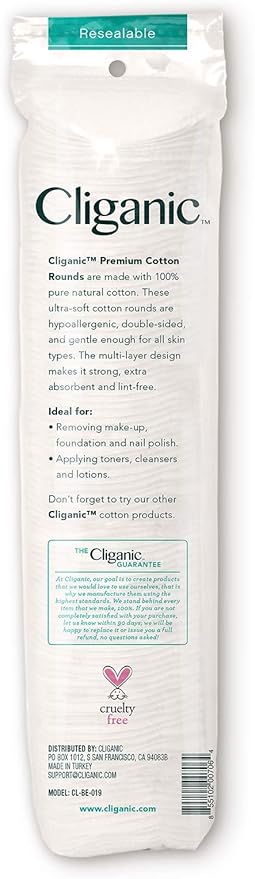 Cliganic Premium Cotton Rounds for Face Makeup Remover Pads, Hypoallergenic - Image 6