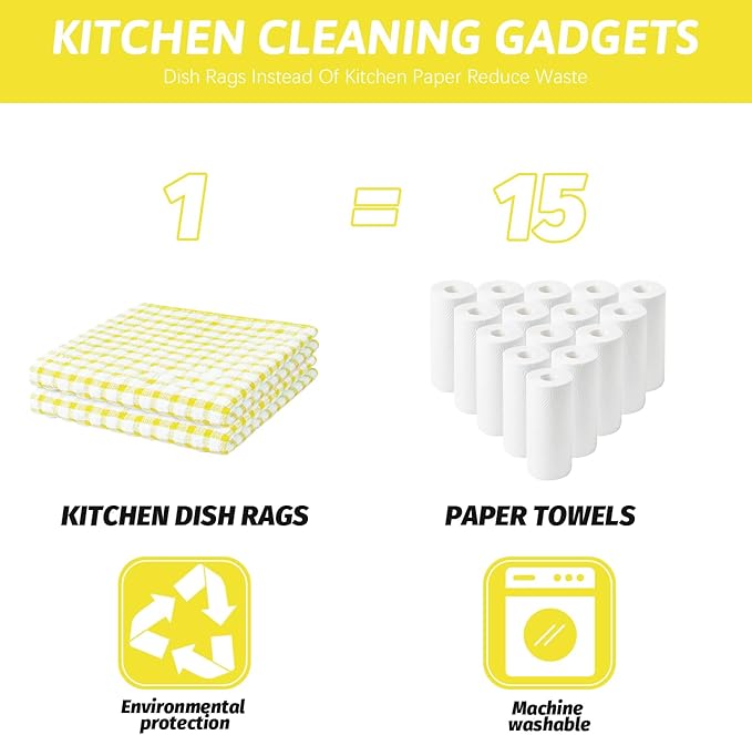 Nialnant 8 Pcs Kitchen Dish Rags, 100% Cotton Kitchen Towels Soft Absorbent - Image 5