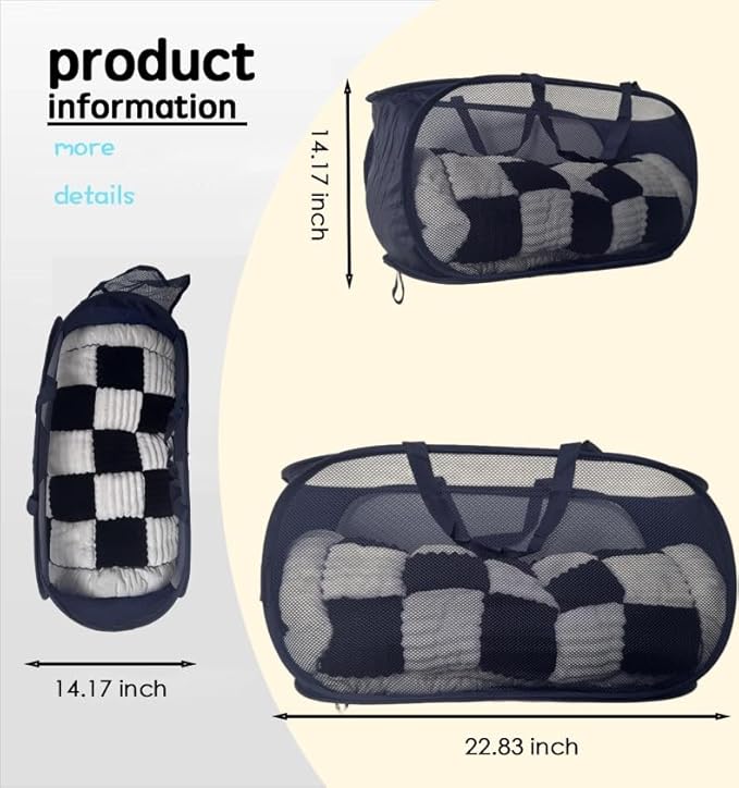 4 Pack Collapsible Laundry Baskets Popup Mesh Laundry Basket Durable Handles - Image 2