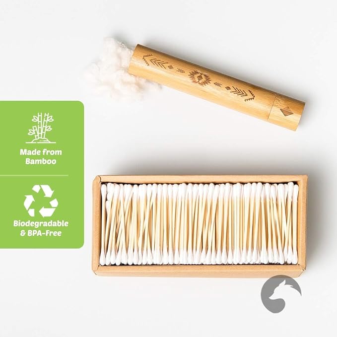 Bamboo Cotton Swabs 2000 Count | Eco-Friendly & Pure Cotton Buds | Double - Image 2