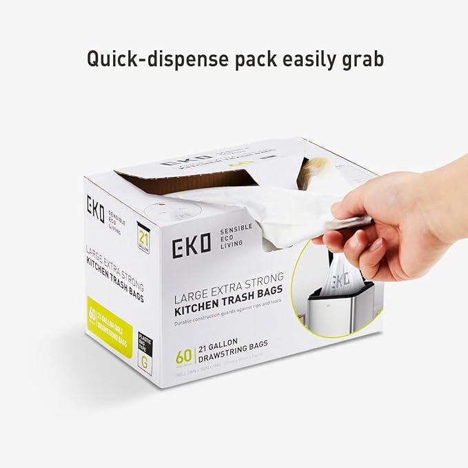 EKO 21 Gallon / 50-90 Liter, Extra-Strong Unscented Garbage Bags, Easy-Dispense - Image 2