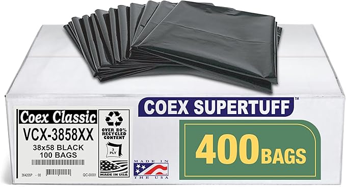 Aluf Plastics - Value COEX 3 Ply Garbage Bags, 55-60 Gallon, 1.7 Mil by AlufPlastics