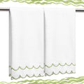 2 Pcs Scalloped Hand Towels 100% Cotton Fingertip Towels by Hahafelt