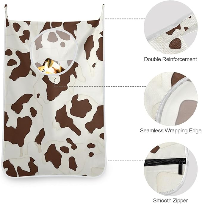 Hanging Laundry Hamper with Stainless Steel Hooks, Oxford Fabric Printing Door - Image 5