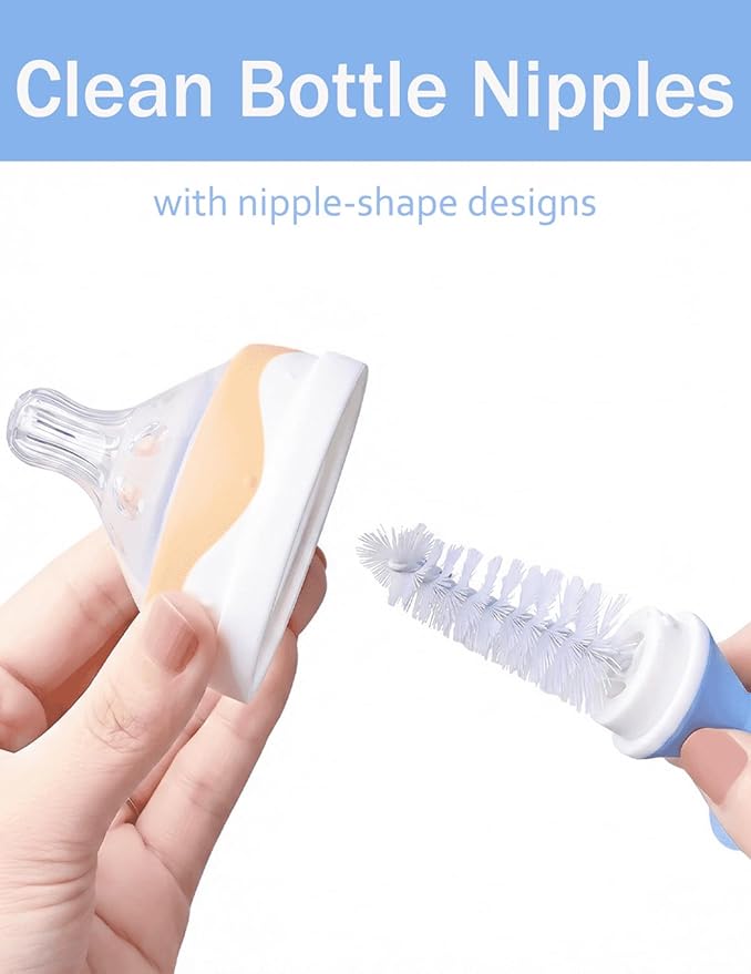 Baby Bottle Brush Set, Bottle Cleaner, 2 Hidden Nipple Brush, 2 Straw Brush - Image 4