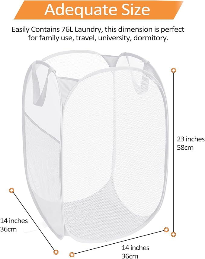 2 Pack Durable Collapsible Laundry Baskets - Image 4