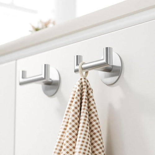 2 Pack Brushed Nickel Bathroom Hooks - Image 2