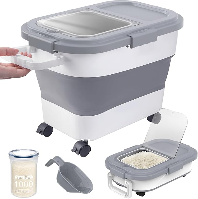 HOYTAMDA 20-30Lbs Rice Container, Collapsible Airtight Food Storage Containers by HOYTAMDARHOMESTORAGE