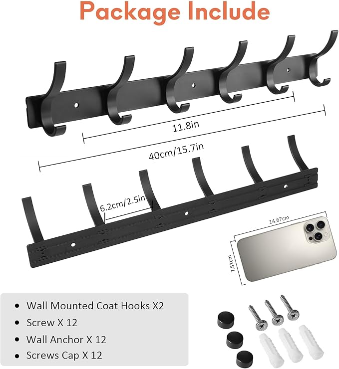 Coat Rack Wall Mount, Coat Hook Wall Mount, Wall Hooks - Image 2