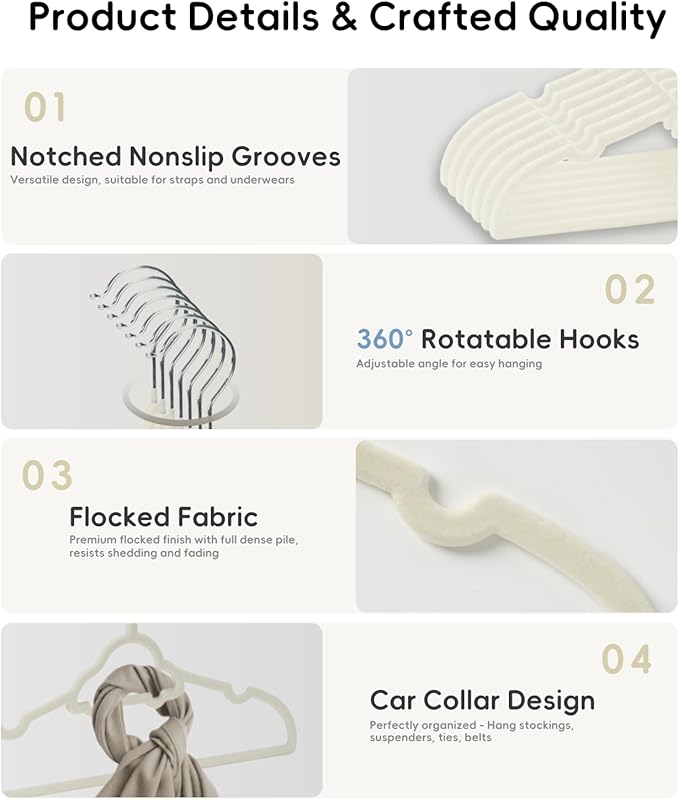 GoodtoU Baby Hangers, Kids Hangers 50 Pack Velvet Hangers - Image 3