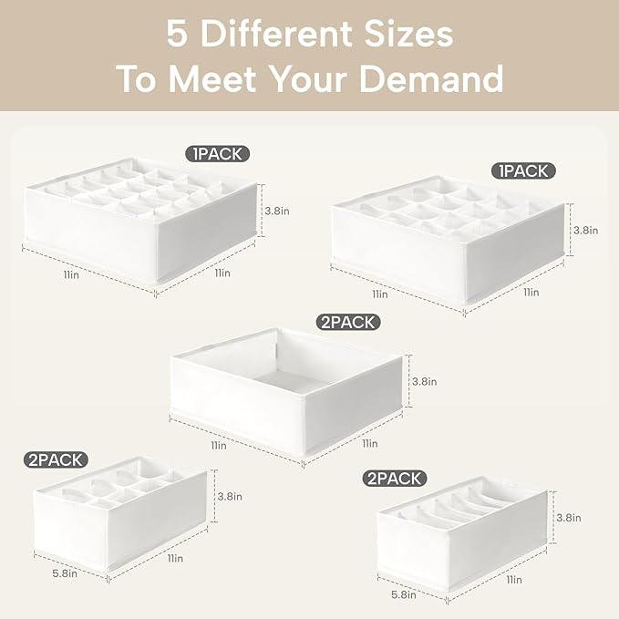 Criusia Underwear Sock Drawer Organizer Dividers 8 Set, Foldable Dresser Closet - Image 2