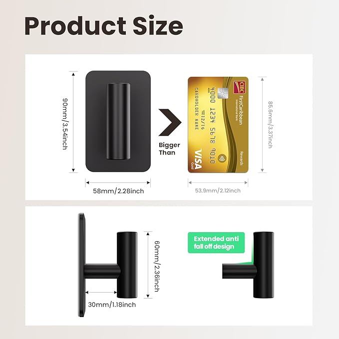 Black Hooks for Hanging Heavy Duty, Wall Hooks for Shower, Waterproof & - Image 5