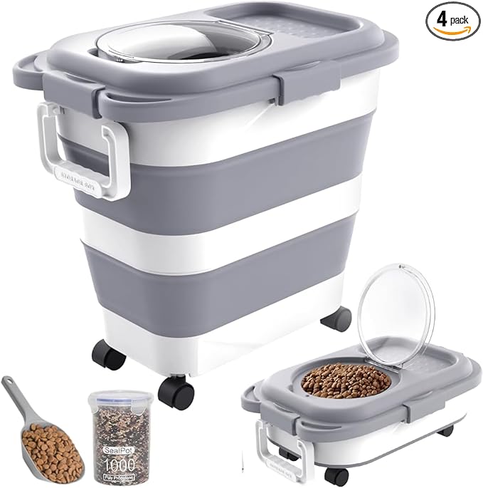 25-28lbs Dog Food Storage Container, Collapsible Dog Food Container, Airtight by HOYTAMDARHOMESTORAGE
