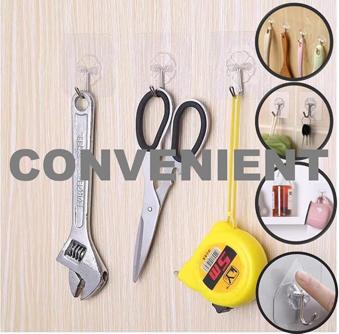 Adhesive Hooks, 20 Packs, 33lbs/15kg Premium Heavy Duty Wall Ceiling Hooks - Image 5