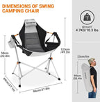 KingCamp Hammock Chair with Footrest – Heavy Duty Swinging Rocking Camping Chairs for Adults up to 400lbs, Folding Portable Oversized Rocker with Cup Holder & Pillow for Outdoor Beach Lawn RV Sports - Image 3
