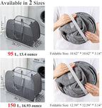 150L Collapsible Laundry Basket, 3-Compartment Foldable Hamper - Image 2