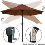 Sunnyglade 9' Patio Umbrella Outdoor Table Umbrella with 8 Sturdy Ribs（Brown） - Image 3