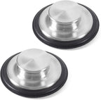 2 PCS Stainless Steel Kitchen Sink Stopper, Large Wide Rim 3.38" Diameter by CORNERJOY