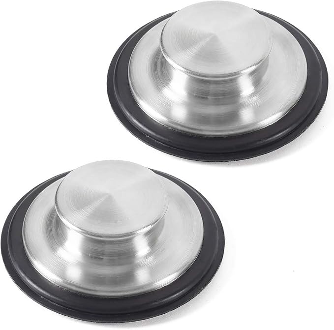 2 PCS Stainless Steel Kitchen Sink Stopper, Large Wide Rim 3.38" Diameter by CORNERJOY