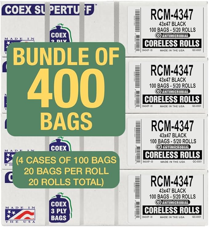 Aluf Plastics - 3 Ply Trash Bags, 56 Gallon, 1.55 Mil - Image 9