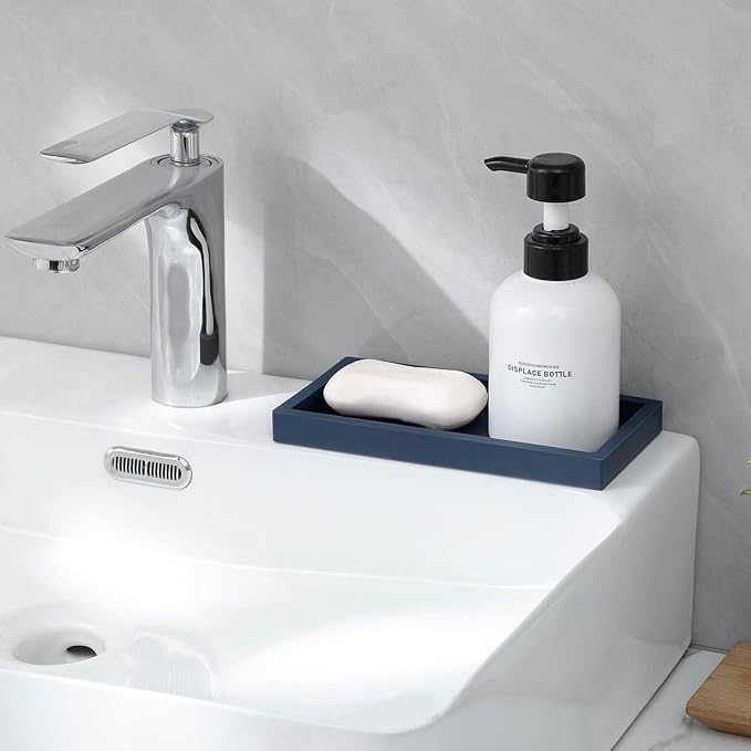Small Silicone Bathroom Vanity Tray Rectangle Soap and Sponge Holder Kitchen - Image 3