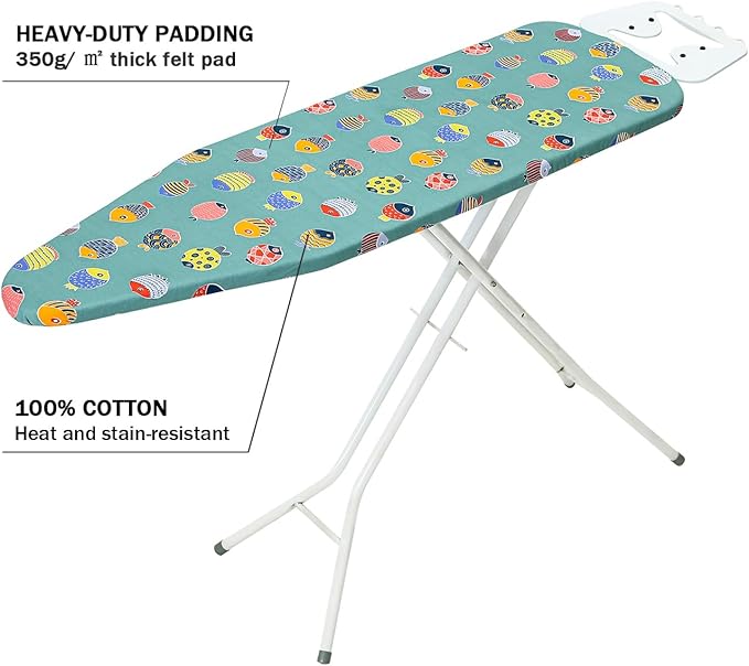 Ironing Board Cover and Pad Standard Size 15" x 54", 3 Pairs of Hook and Loop - Image 3