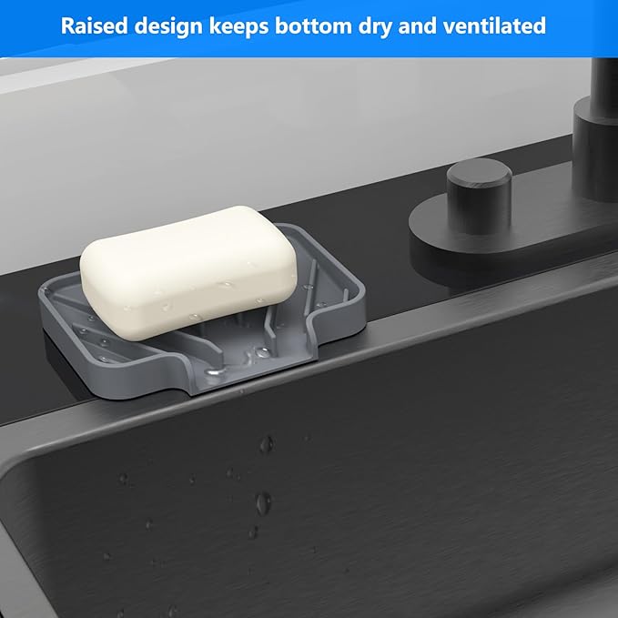 Sponge Holder for Kitchen Sink, Dish Sponge Holder & Soap Tray - Image 3