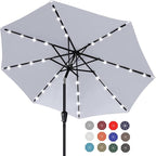 ABCCANOPY Durable Solar Led Patio Umbrellas with 32LED Lights 9FT (Light Gray) by ABCCANOPY