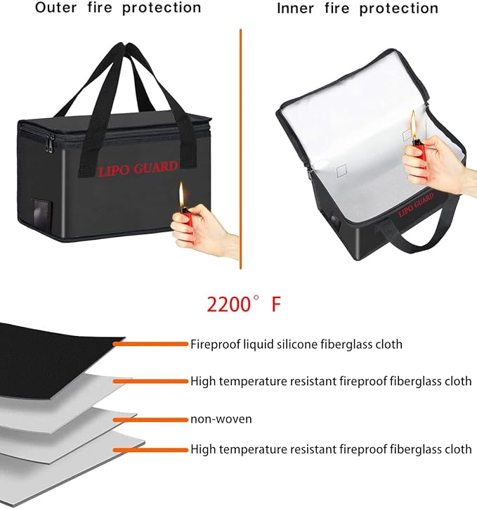 Lipo Battery Safe Bag Large Capatity Fireproof Bag - Image 3