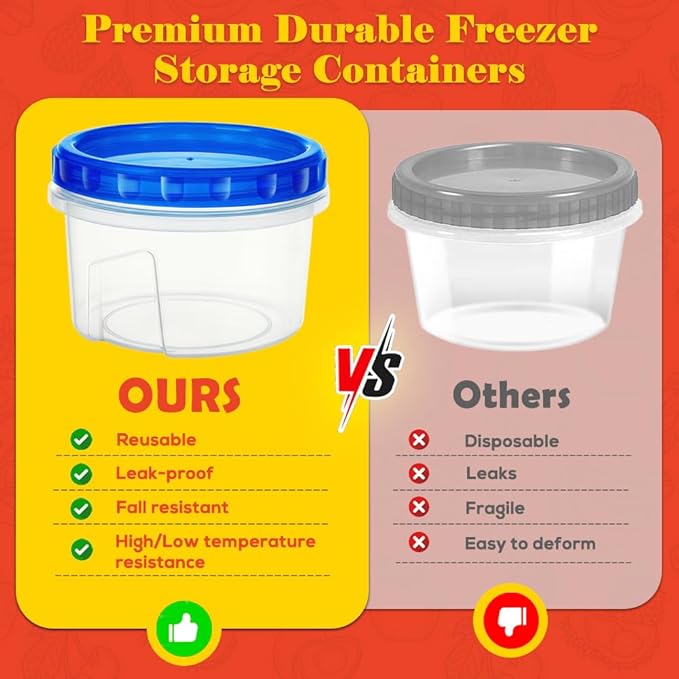 12 Pack 17oz Reusable Freezer Storage Containers - Image 9