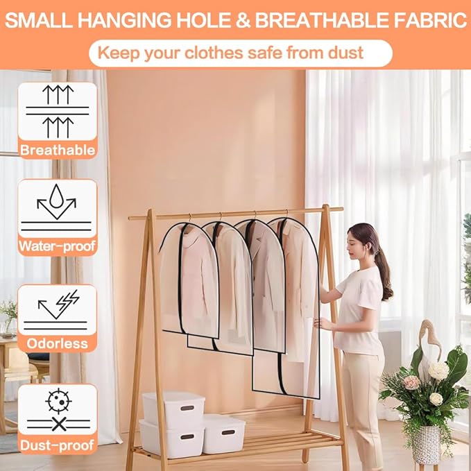 Garment Bag Clear for Long Dress Clothing Suit Bags for Closet Storage Wedding - Image 4